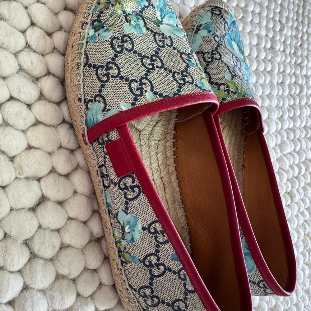 Gucci Red and Blue Espadrilles with Monogram Pattern